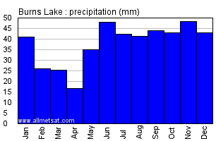 Burns Lake Alberta Canada Annual Precipitation Graph